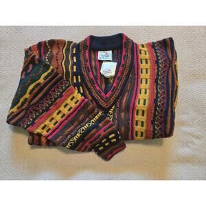 Cuggi (Coogi) Sweater S | 3D Multicolor V-Neck Knit